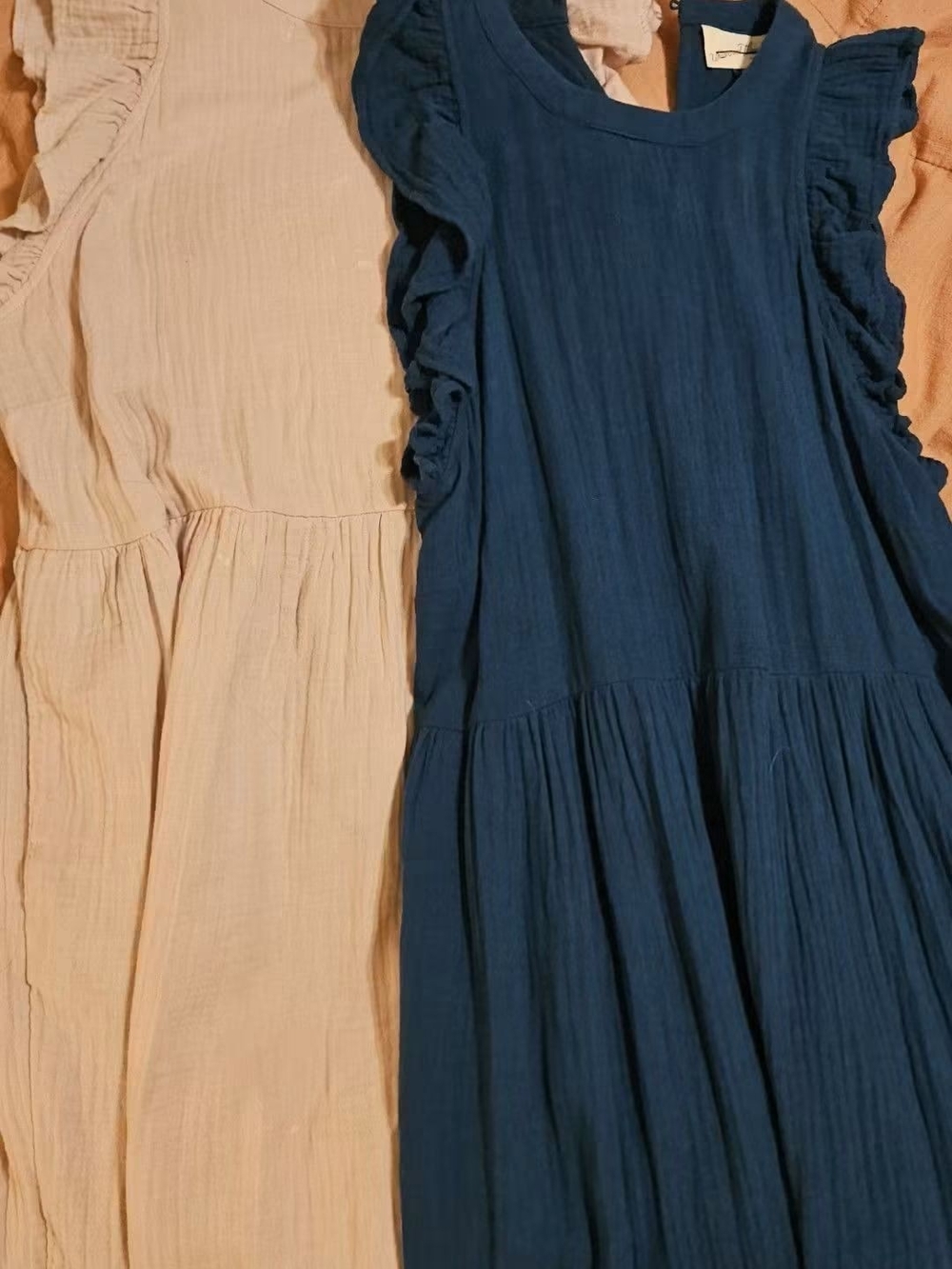Universal Thread Ruffle Tiered Asymmetrical Dress - Navy & Cream